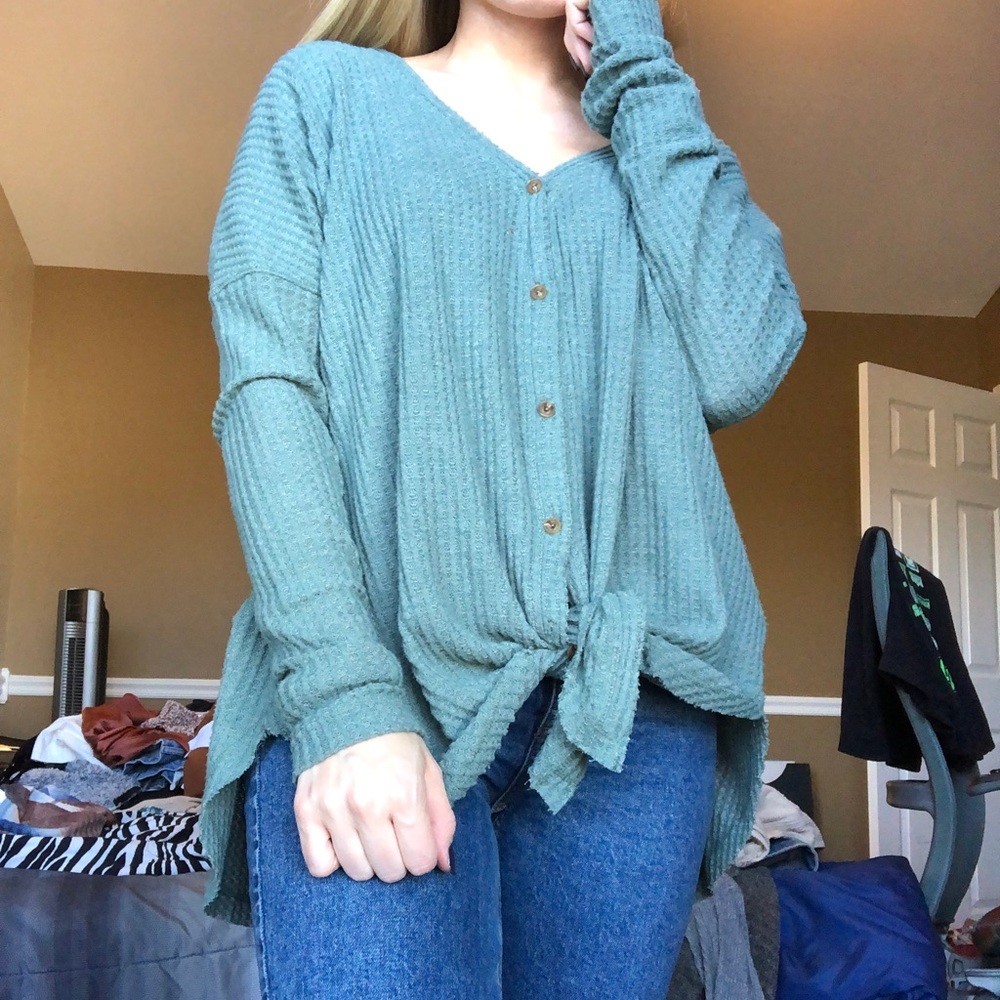 Pink Lily oversized button up sweater